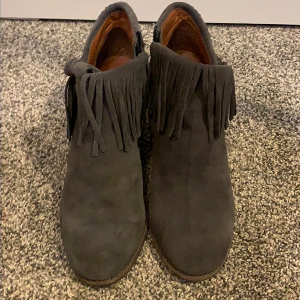 Grey lucky brand booties with tassels 10